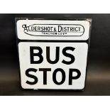 An Aldershot & District Traction Co. Ltd. Bus Stop double sided enamel sign, 12 x 12 1/2".