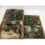 A large collection (three trays) of Dinky Britains and Corgi die-cast military themed models.