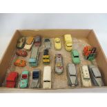 A tray of 20 Dinky and Corgi die-cast models.