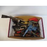 A box of die-cast childrens' guns, various makers.