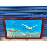 An unusual fairground panel from a shooting gallery featuring seagulls and ospreys.