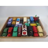 A tray of Dinky toys, most appear repainted, some original.