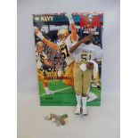 Two G.I. Joe 35th Anniversary American Football figures with uniforms and backing card.