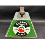 A Cherry Blossom shoe shine box with three tin advertising panels in good bright condition.