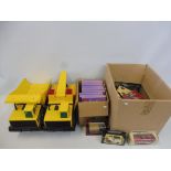 Two large scale Tonka toys in good condition and two boxes of assorted die-cast models etc.