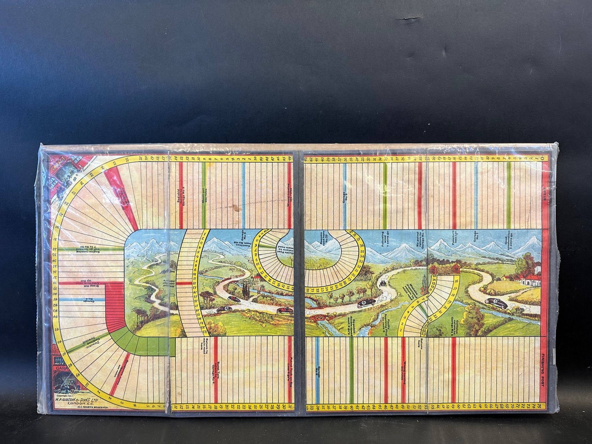 An H.P. Gibson & Sons ltd motoring board game (board only).