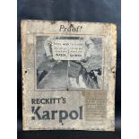 A Reckitt's Karpol pictorial showcard, 18 1/2 x 21 3/4".