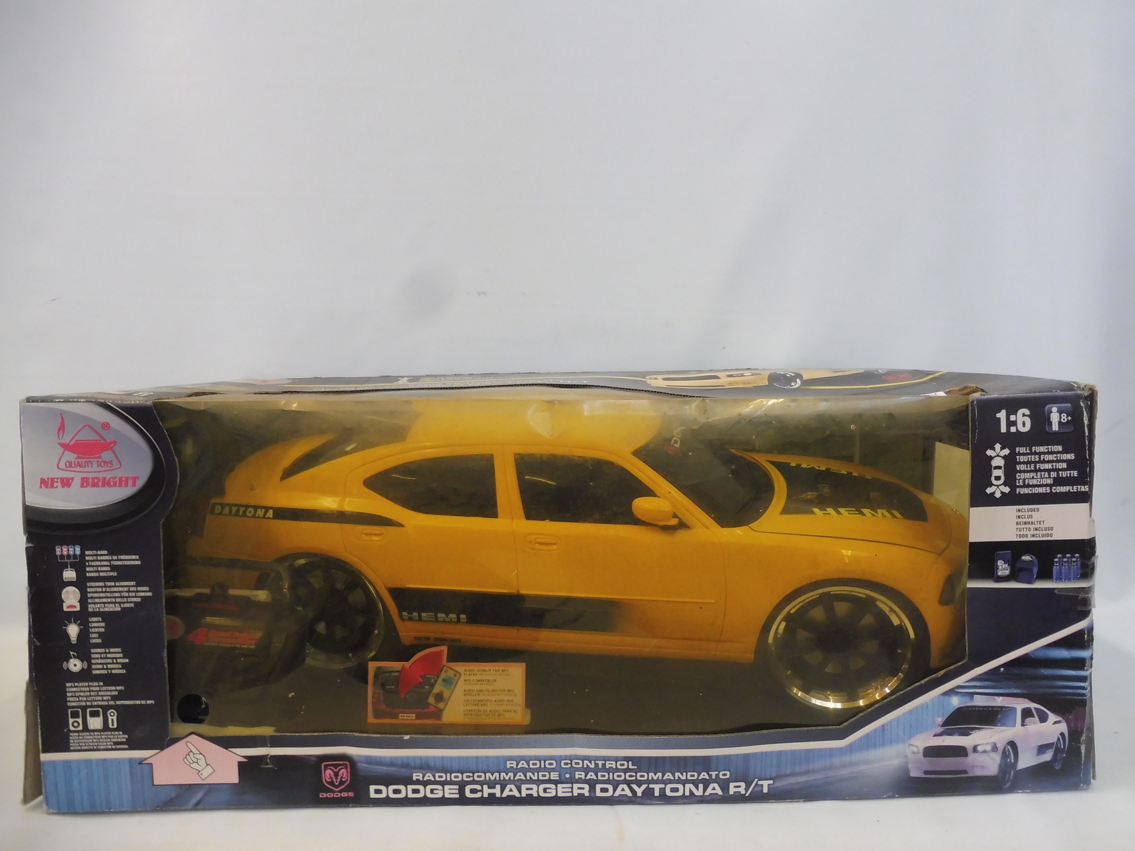 A large scale 1:6 scale radio controlled Dodge Charger Daytona.