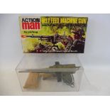 Action Man Belt Feed Machine Gun, box in excellent condition, with cars, machine gun has a