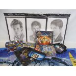 A selection of Doctor Who merchandise.