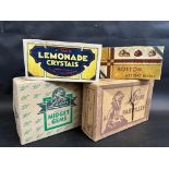 A Lion Midget Gems cardboard dispensing box, another for Lion Pastilles, a box for C.W.S. Lemonade
