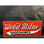 A Wood Milne Shoeshines rectangular enamel sign, 36 x 15".