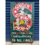 A Singer Sewing Machines pictorial enamel sign, 27 x 49".