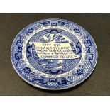 A John Mortlock pottery blue and white salesman's sample miniature plate, circa 1860-1880, 3"