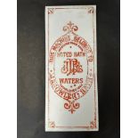 A J.B. Bowler of Bath milk glass sign, 5 x 12".