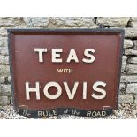 A double sided wooden hanging sign, by repute from a Portobello Road Cafe, bearing the words: Teas