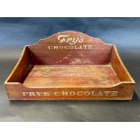 A Fry's Chocolate wooden display tray, 16" wide x 6 1/2" deep x 4" high.