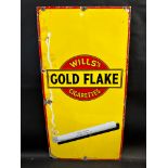 A Wills's Gold Flake Cigarettes rectangular enamel sign, the narrow version, 18 x 36".