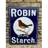 A Robin Starch pictorial enamel sign with excellent gloss, retouching to the outer edges,