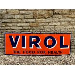 A Virol 'The Food For Health' rectangular enamel sign, in excellent condition, 72 x 24".