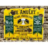 A rectangular enamel sign advertising The Amulet Glare Protector, 30 x 24".