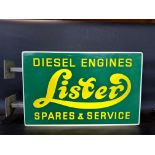 A Lister Diesel Engines Spares and Service double sided lightbox, 32 1/2" wide (including