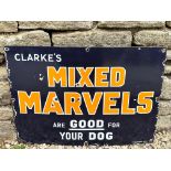 A Clarke's Mixed Marvels rectangular enamel sign by Bruton of Palmer's Green, 26 x 18".
