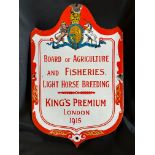 A Board of Agriculture and Fisheries King's Premium London 1915 enamel sign, with good gloss, 10 x