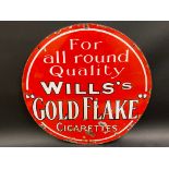 A Wills's 'Gold Flake' Cigarettes circular enamel sign by Imperial, of unusual red colour, 18"