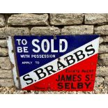 A double sided estate agent For sale enamel sign, with flattened hanging flange, 26 x 18".