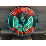 A fabulous illuminated neon lightbox, in excellent working condition, bearing the words 'Electricity