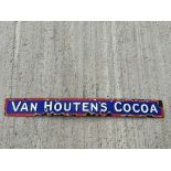 A narrow Van Houten's Cocoa enamel sign, 36 x 4".
