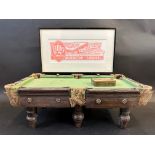 A rare miniature billiard/snooker table, either a shop advertising piece or salesman's sample, 18"