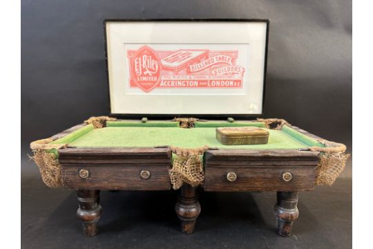 A rare miniature billiard/snooker table, either a shop advertising piece or salesman's sample, 18" - Image 1 of 5