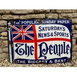 A rectangular enamel sign advertising The People newspaper, 36 x 24".