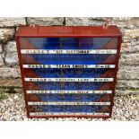 A Hodge's glass fronted dispensing cabinet with six side opening drawers, 20" wide x 21" high x 5