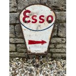 A pair of hand painted Esso advertising signs mounted back to back forming a directional post, 15