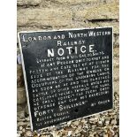 A London and North Western Railway Notice cast iron sign, 18 x 18".