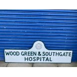 A Barnet Group Hospital Management cast metal sign for Wood Green & Southgate Hospital