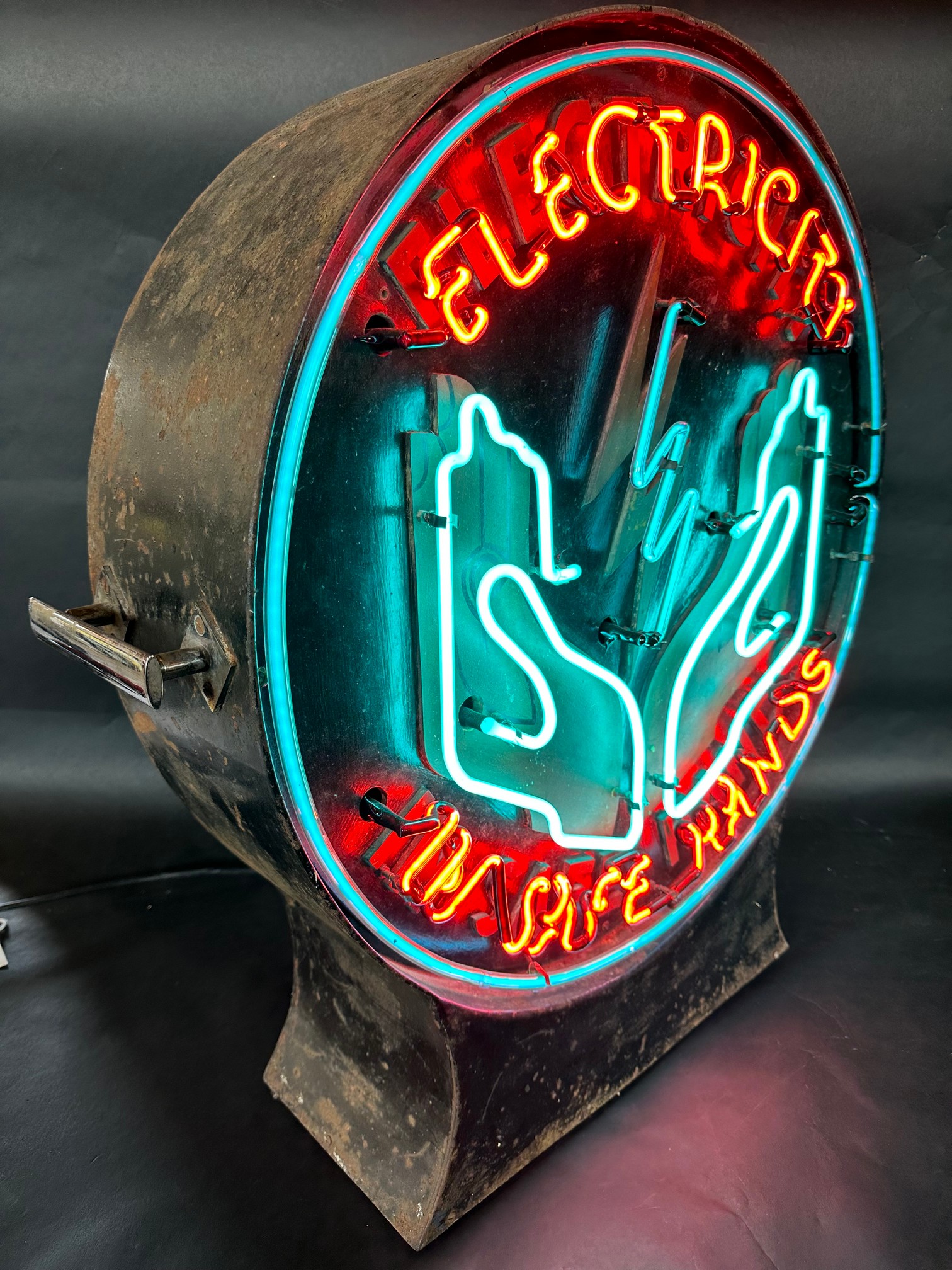 A fabulous illuminated neon lightbox, in excellent working condition, bearing the words 'Electricity - Bild 5 aus 5