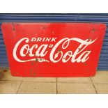 A large double sided enamel sign advertising Coca Cola, 60 x 36".