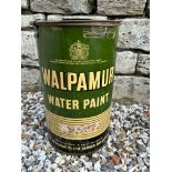 A Walpamur Water Paint cylindrical lidded tin bearing royal crest, 15" high.
