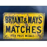 A Bryant & May's Matches 'Ten Prize Medals' rectangular tin advertising sign, circa 1880s, 17 x