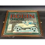 A reproduction mirror advertising Ogden's Robin Cigarettes, 18 1/2 x 16 1/2".