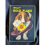 A Wills's Gold Flake cigarettes pictorial showcard depicting a hound with a shoe in its mouth, 7 x