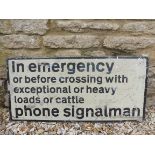 A British Railways information sign for a level crossing, 30 1/2 x 14 /2".