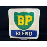 A BP Blend glass petrol pump globe with two damaged corners but of bright colour.