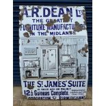 A large pictorial enamel sign advertising A.R.Dean Ltd 'The Greatest Furniture Manufacturers in