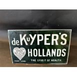 A milk glass advertising sign promoting de Kuyper's Hollands, 12 x 7 1/2".