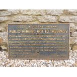 A Great Northern Railway Public Warning Not To Trespass cast iron sign, 28 x 16 3/4".